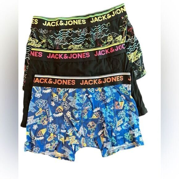 NWT Jack & Jones Men’s 3 Pack Boxer Briefs Multi Color Design - Size M - Picture 1 of 11